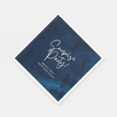 Surprise Birthday Party Navy Blue Waterverf Servet (Hoek)