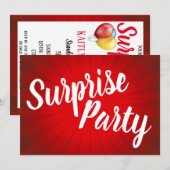 Surprise Birthday Party Red Sunburst Kaart (Voorkant / Achterkant)