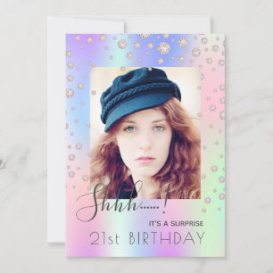 Surprise Birthday party roze paarse diamanten foto Kaart