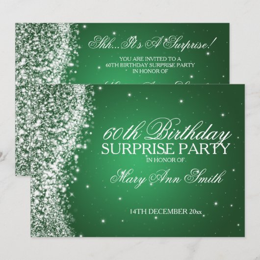 Surprise Birthday Party Sparging Wave Green Kaart (Voorkant / Achterkant)