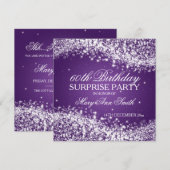 Surprise Birthday Party Sparging Wave Paars Kaart (Voorkant / Achterkant)