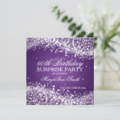 Surprise Birthday Party Sparging Wave Paars Kaart (Staand voorkant)
