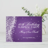 Surprise Birthday Party Sparging Wave Paars Kaart (Staand voorkant)