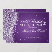 Surprise Birthday Party Sparging Wave Paars Kaart (Voorkant / Achterkant)