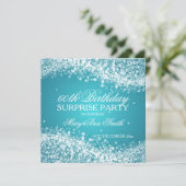 Surprise Birthday Party Sparging Wave Turquoise Kaart (Staand voorkant)
