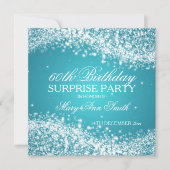 Surprise Birthday Party Sparging Wave Turquoise Kaart (Voorkant)