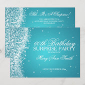 Surprise Birthday Party Sparging Wave Turquoise Kaart (Voorkant / Achterkant)