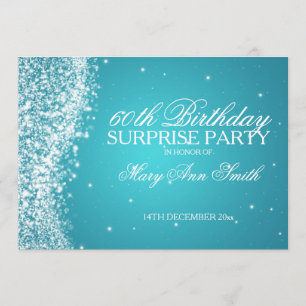 Surprise Birthday Party Sparging Wave Turquoise Kaart