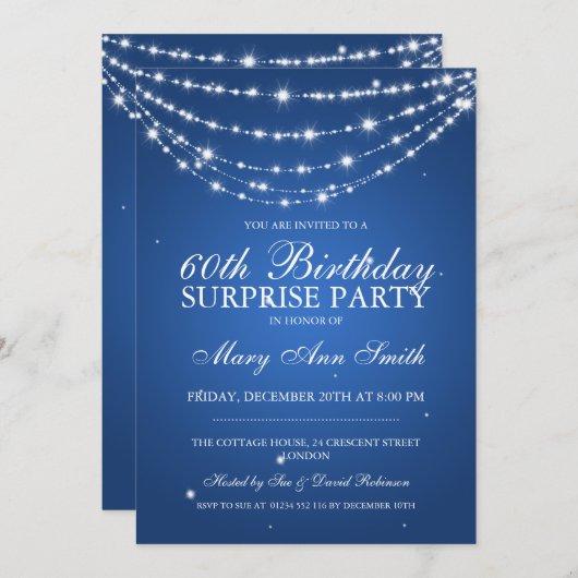 Surprise Birthday Party Sparking Chain Blue Kaart (Voorkant / Achterkant)