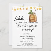 Surprise Birthday Party Spill the Tea Kaart (Voorkant)