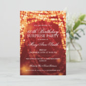 Surprise Birthday Party String Lights Gold Kaart (Staand voorkant)