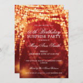 Surprise Birthday Party String Lights Gold Kaart (Voorkant / Achterkant)