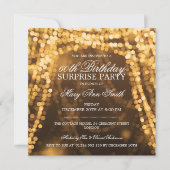 Surprise Birthday Party String Lights Gold Kaart (Voorkant)