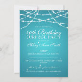 Surprise Birthday Party String of Stars Turquoise Kaart (Voorkant)