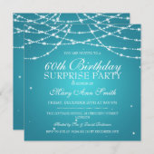Surprise Birthday Party String of Stars Turquoise Kaart (Voorkant / Achterkant)
