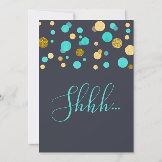 Surprise Birthday Party turquoise and gold glitter Kaart (Voorkant)