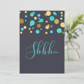 Surprise Birthday Party turquoise and gold glitter Kaart (Staand voorkant)