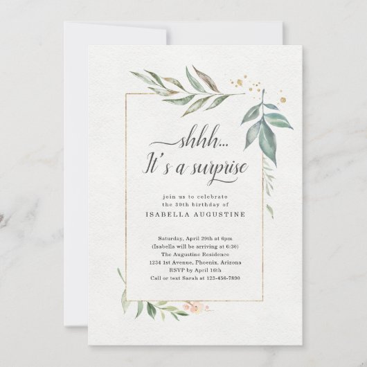 Surprise Birthday Party Waterverf Floral Kaart (Voorkant)