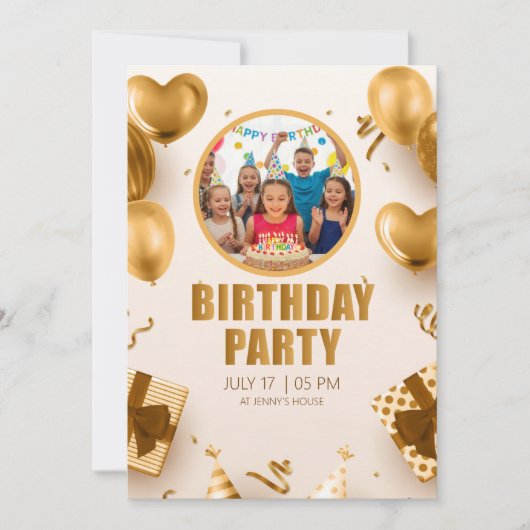 Surprise birthday party with a rose gold design kaart (Voorkant)