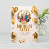 Surprise birthday party with a rose gold design kaart (Staand voorkant)