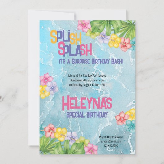 Surprise Birthday Pool Summer Kaart (Voorkant)