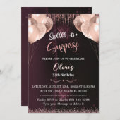 Surprise Birthday Roos Gold Invitation for Adults Kaart (Voorkant / Achterkant)