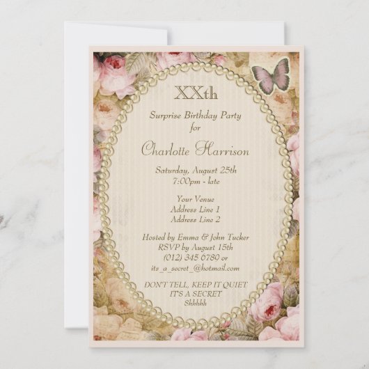  Surprise Birthday Rozen Butterfly, Music Kaart (Achterkant)