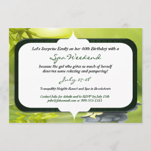 Surprise Birthday Spa Weekend Invitations Kaart