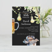 Surprise Black 30th BBQ Birthday Invitation Kaart (Staand voorkant)