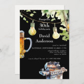 Surprise Black 30th BBQ Birthday Invitation Kaart (Voorkant / Achterkant)