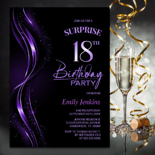 Surprise Black Paarse 18e verjaardagsfeestje Kaart
