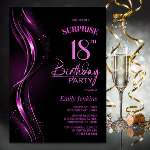 Surprise Black Pink 18e verjaardagsfeestje Kaart