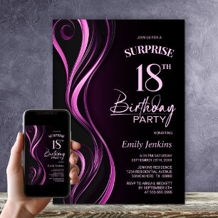 Surprise Black Pink 18e verjaardagsfeestje Kaart