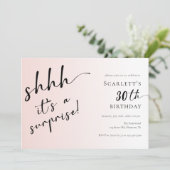 Surprise Blush Pink Foto 30th 40th Birthday Party Kaart (Staand voorkant)