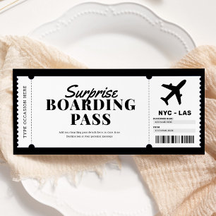Surprise Boarding Pass Airplane Gift Ticket Kaart