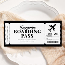 Surprise Boarding Pass Airplane Gift Ticket