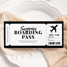 Surprise Boarding Pass Airplane Gift Ticket Kaart
