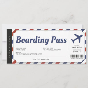 Surprise Boarding Pass Airplane Gift Ticket Kaart