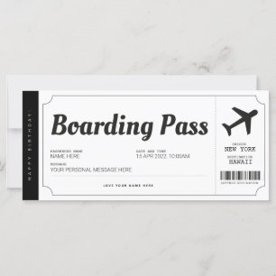 Surprise boarding Pass Airplane Travel Ticket