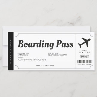 Surprise boarding Pass Airplane Travel Ticket