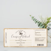 Surprise Boarding Pass Ticket Camping Weekend Kaart (Staand voorkant)