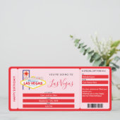 Surprise Boarding Pass Ticket Las Vegas Weekend Kaart (Staand voorkant)