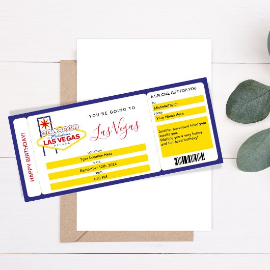 Surprise Boarding Pass Ticket Las Vegas Weekend Kaart