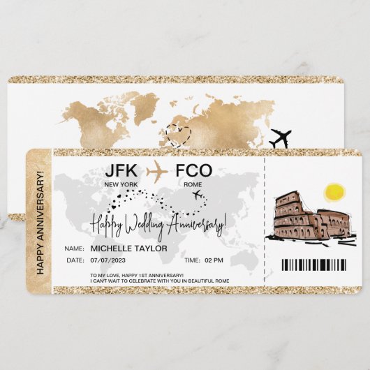 Surprise Boarding Pass Trip Jubileum Kaart (Voorkant / Achterkant)