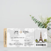 Surprise Boarding Pass Trip Ticket Destination Kaart (Staand voorkant)