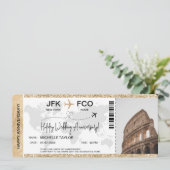 Surprise Boarding Pass Trip Ticket Destination Kaart (Staand voorkant)