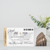 Surprise Boarding Pass Trip Ticket Destination Kaart (Staand voorkant)