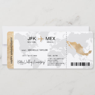Surprise Boarding Pass Trip Ticket Mexico Kaart