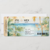 Surprise Boarding Pass Trip Ticket Palm Caribbean Kaart (Voorkant)