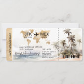 Surprise Boarding Pass Trip Ticket Palm Caribbean Kaart (Voorkant)